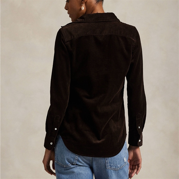 Polo Ralph Lauren Slim Fit Cotton Corduroy Skjorte, Dark Beech